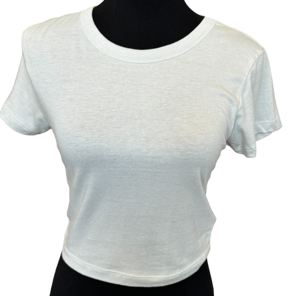 New WE WORE WHAT ~ Short Sleeve Boxy Tee Size XS SUMMER Viscose/Cotton